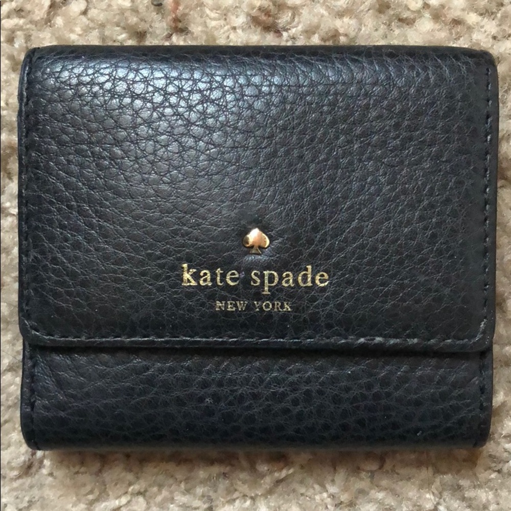 Kate Spade Black Leather Accordion Wallet